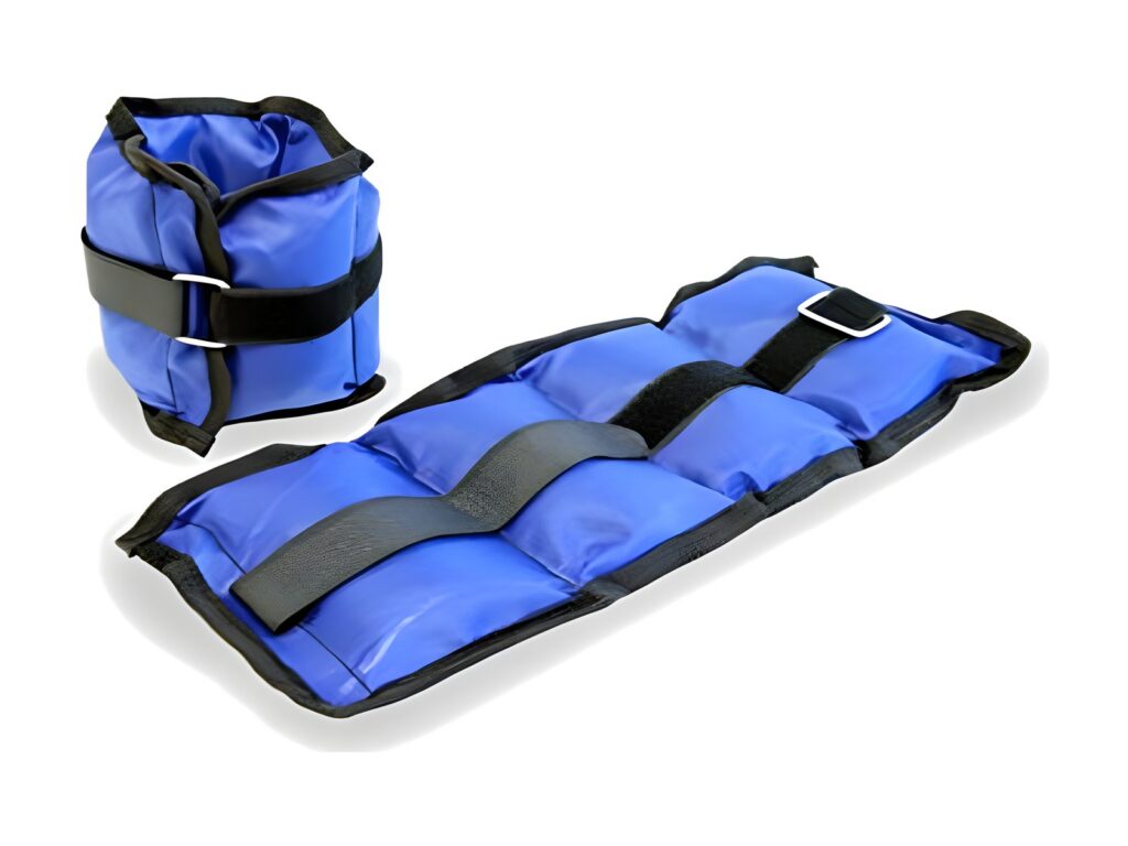Blue adjustable ankle weights