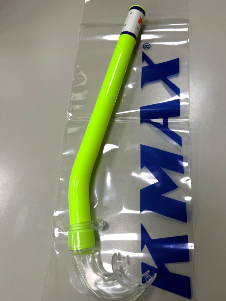 Lime green KMAX snorkel in retail packaging