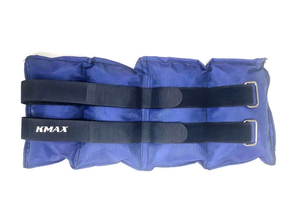 Blue KMAX weight laid flat with two straps